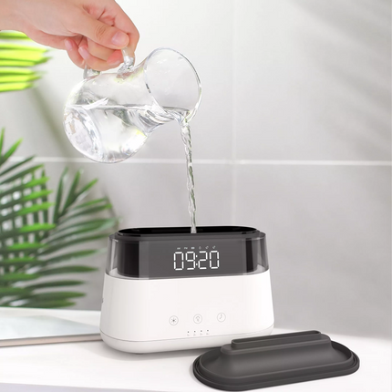 Budík s aroma difuzérem a světlem