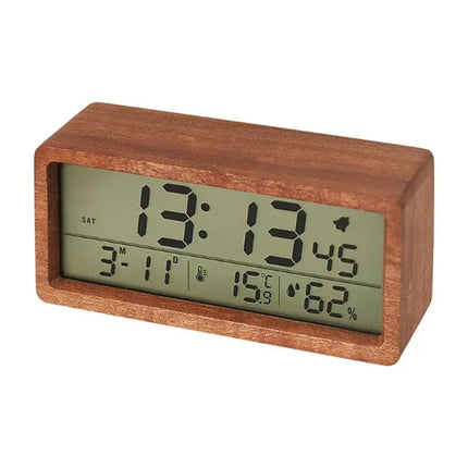 Dřevěný digitální budík s LCD displejem