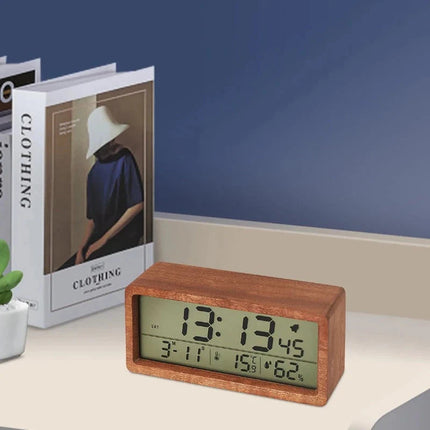 Dřevěný digitální budík s LCD displejem