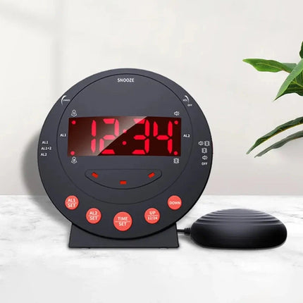 Černý vibrační budík pro neslyšící