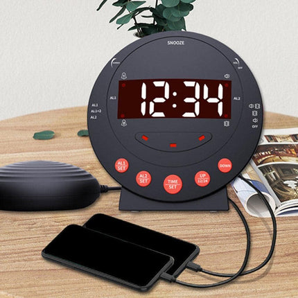 Černý vibrační budík pro neslyšící