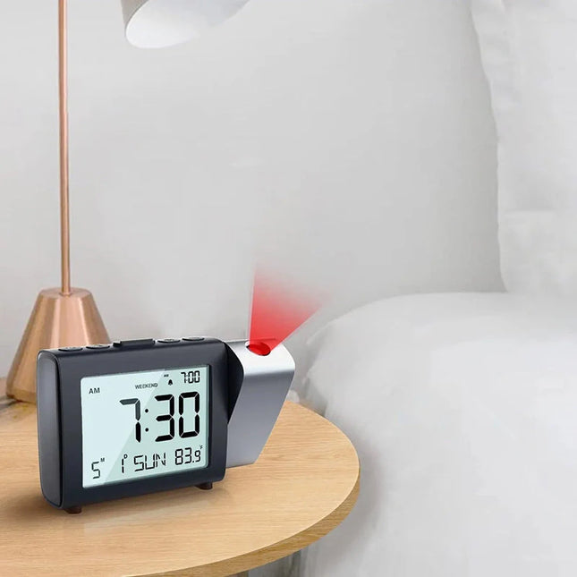 Projekční budík na baterie s teploměrem