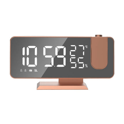 Zrcadlový budík s projektorem růžově zlatý