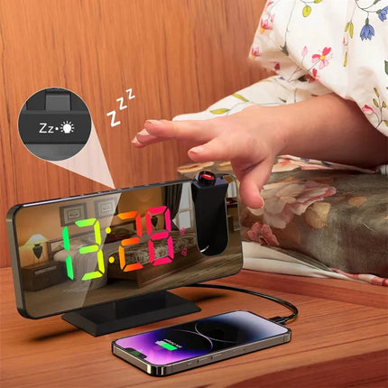 Projekční budík do zásuvky zrcadlový