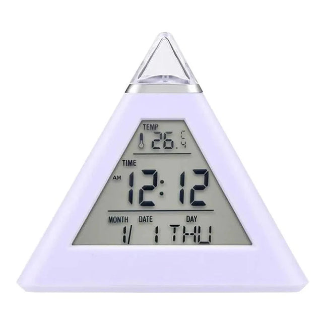 Designový světelný budík ve tvaru pyramidy