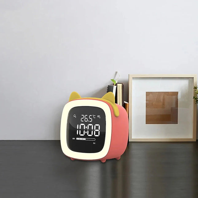 Dětský budík kočka s nočním světlem