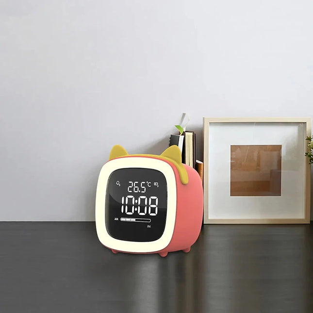 Dětský budík kočka s nočním světlem