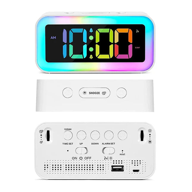 Svítící digitální budík s RGB podsvícením