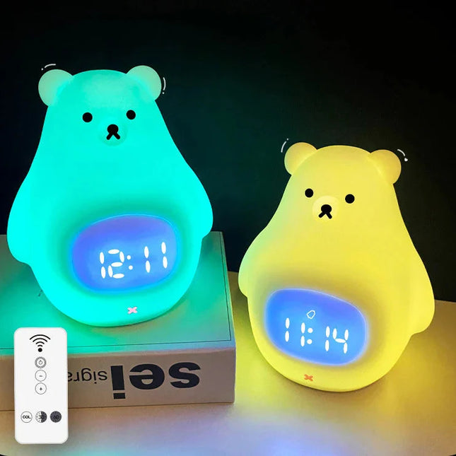 Dětský budík medvídek s nočním světlem