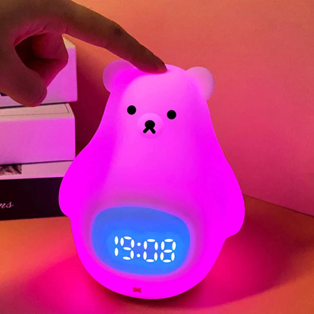 Dětský budík medvídek s nočním světlem
