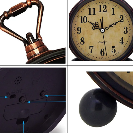 Retro stolní budík s tichým chodem