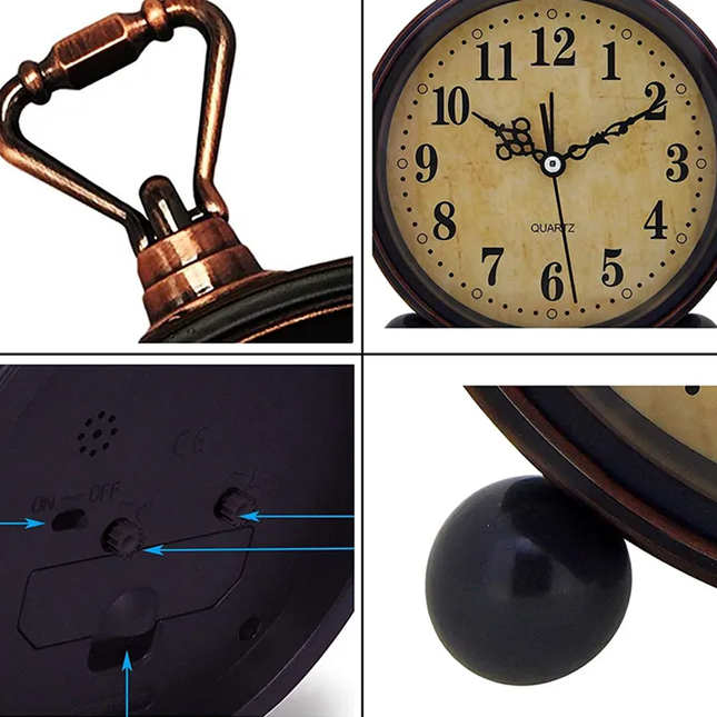 Retro stolní budík s tichým chodem