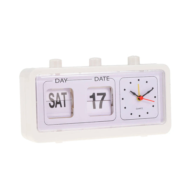 Překlápěcí retro budík s kalendářem