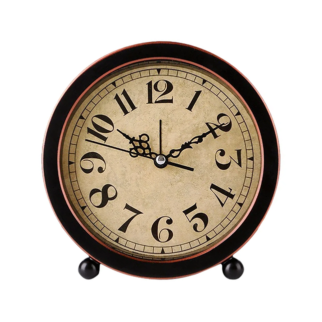 Kulatý analogový budík v retro stylu